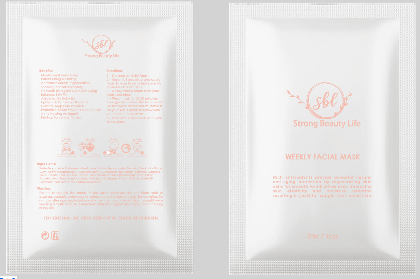 Strong Beauty Life Collagen Facial Mask-4 Pack